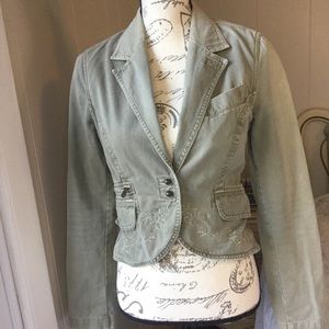 Zara crop military jacket with embroidery XS